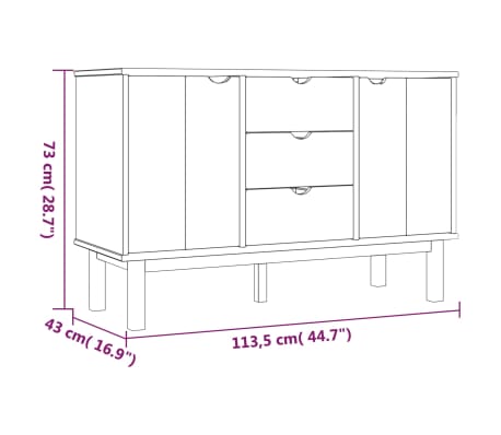 vidaXL Aparador OTTA madera maciza pino 113,5x43x73 cm