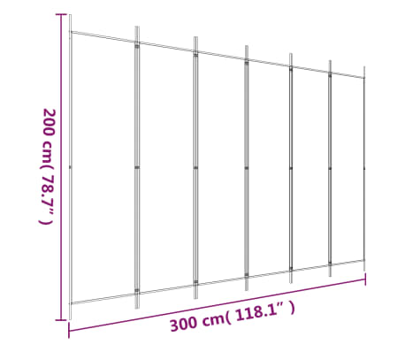 vidaXL Biombo divisor de 6 paneles de tela gris antracita 300x200 cm