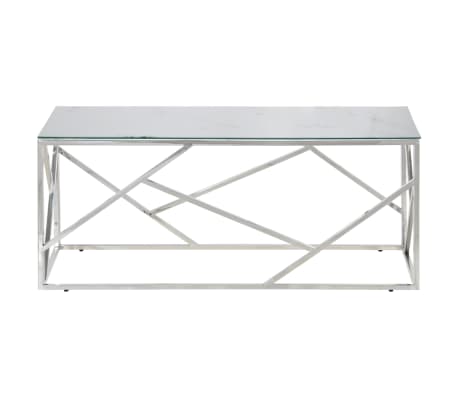 vidaXL Mesa de centro plateada acero inoxidable y vidrio templado