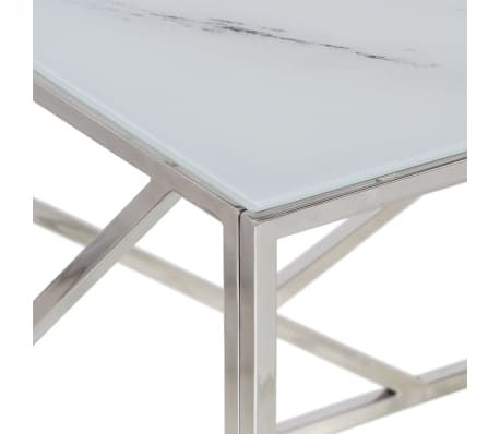vidaXL Mesa de centro plateada acero inoxidable y vidrio templado
