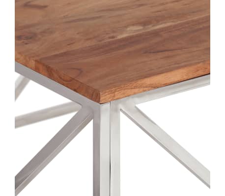 vidaXL Mesa de centro acero inoxidable plateado y madera maciza acacia