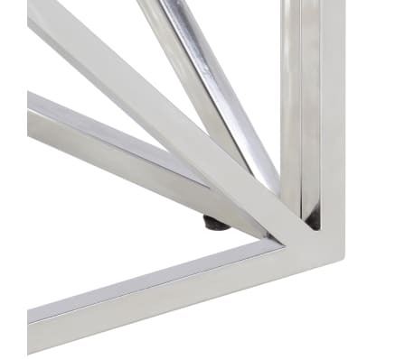 vidaXL Mesa de centro acero inoxidable plateado y madera maciza acacia