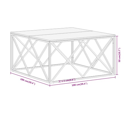 vidaXL Mesa de centro acero inoxidable plateado y madera maciza acacia