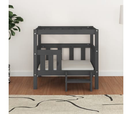 vidaXL Cama para perros madera maciza de pino gris 75,5x63,5x70 cm
