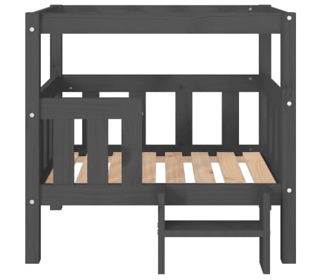 vidaXL Cama para perros madera maciza de pino gris 75,5x63,5x70 cm