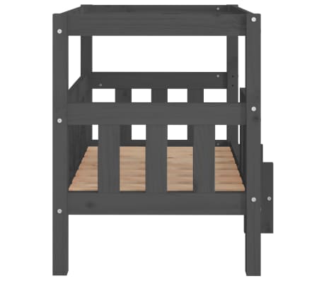vidaXL Cama para perros madera maciza de pino gris 75,5x63,5x70 cm