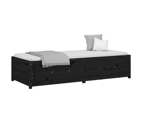 vidaXL Canapé-lit en bois de pin noir massif 90x200 cm