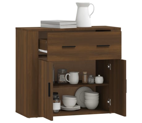 vidaXL Aparador de madera contrachapada marrón roble 80x33x70 cm