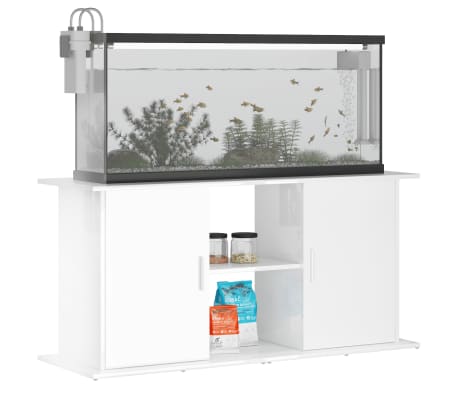 vidaXL Soporte de acuario madera ingeniería blanco brillo 121x41x58 cm