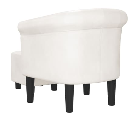 vidaXL Sillón con taburete cuero sintético blanco