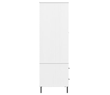 vidaXL Armario patas de metal OSLO madera maciza blanco 90x55x172,5 cm