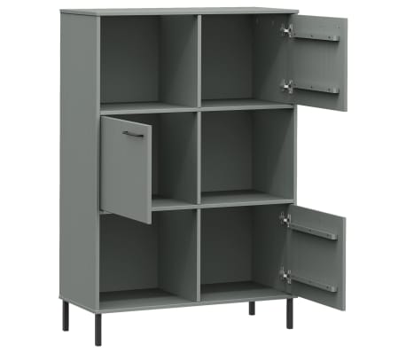vidaXL Librería patas de metal OSLO madera maciza gris 90x35x128,5cm