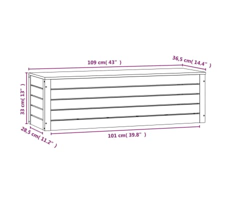 vidaXL Caja de almacenaje madera maciza de pino 109x36,5x33 cm