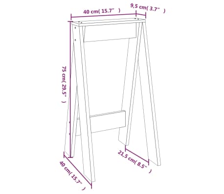 vidaXL Taburetes 2 unidades madera maciza de pino blanco 40x40x75 cm