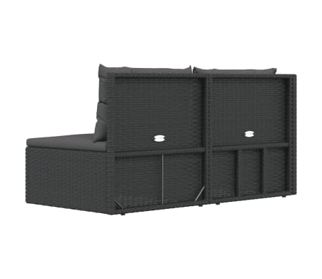 vidaXL Set de muebles de jardín 2 pzas y cojines ratán sintético negro