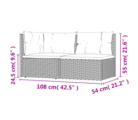 vidaXL Set de muebles de jardín 2 pzas y cojines ratán sintético negro