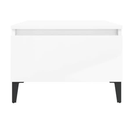 vidaXL Mesa auxiliar de madera contrachapada blanco brillo 50x46x35 cm