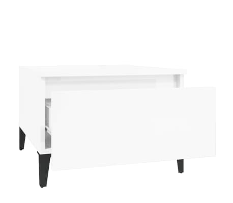 vidaXL Mesa auxiliar de madera contrachapada blanco brillo 50x46x35 cm