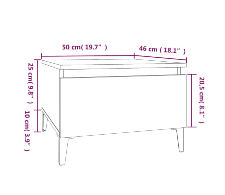 vidaXL Mesa auxiliar de madera contrachapada blanco brillo 50x46x35 cm