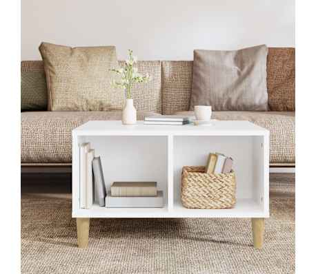 vidaXL Mesa de centro madera contrachapada blanco 60x50x36,5 cm