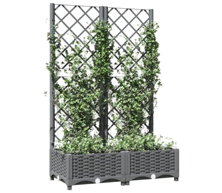 vidaXL Jardinera con enrejado PP gris claro 80x40x121,5 cm
