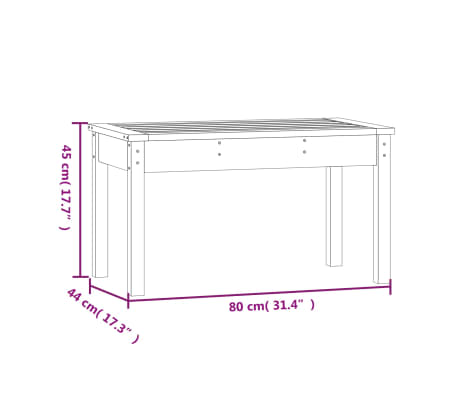 vidaXL Banco de jardín madera maciza de pino 80x44x45 cm