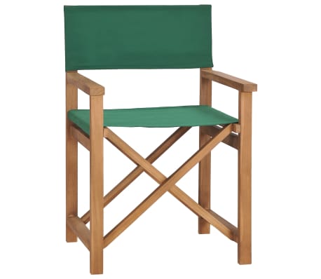 vidaXL Chaises de réalisateur pliantes 2 pièces Bois de teck massif Vert