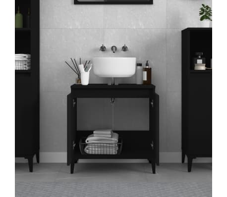 vidaXL Armario para lavabo madera contrachapada negro 58x33x60 cm