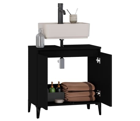 vidaXL Armario para lavabo madera contrachapada negro 58x33x60 cm