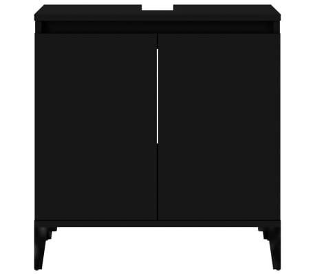 vidaXL Armario para lavabo madera contrachapada negro 58x33x60 cm