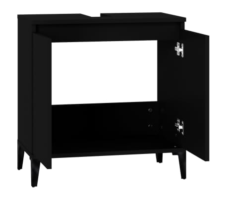 vidaXL Armario para lavabo madera contrachapada negro 58x33x60 cm