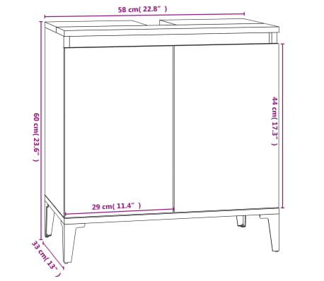 vidaXL Armario para lavabo madera contrachapada negro 58x33x60 cm