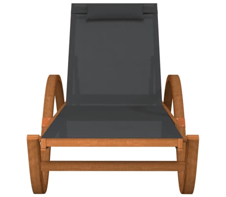 vidaXL Tumbona con cojín textilene gris y madera maciza de álamo