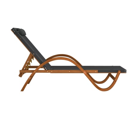 vidaXL Tumbona con cojín textilene gris y madera maciza de álamo