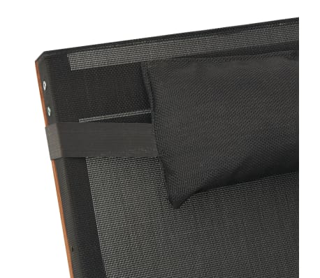 vidaXL Tumbona con cojín textilene gris y madera maciza de álamo