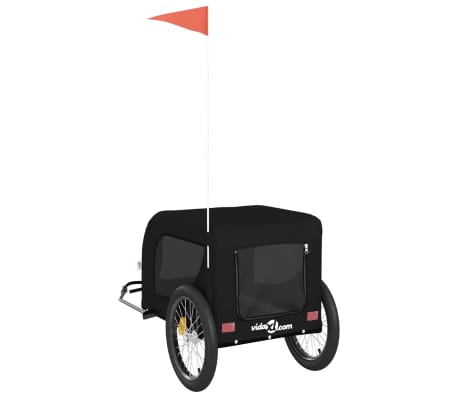 vidaXL Remolque de bicicleta mascotas hierro tela Oxford negro