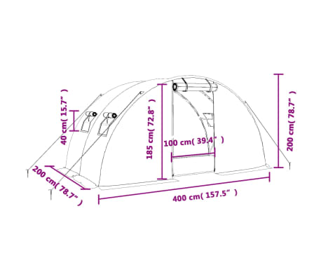 vidaXL Invernadero con estructura de acero blanco 8 m² 4x2x2 m