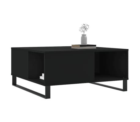 vidaXL Table basse en contreplaqué noir 80x80x36,5 cm