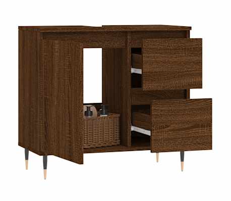 vidaXL Armario de baño madera contrachapada marrón roble 65x33x60 cm