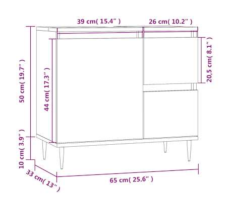 vidaXL Armario de baño madera contrachapada marrón roble 65x33x60 cm