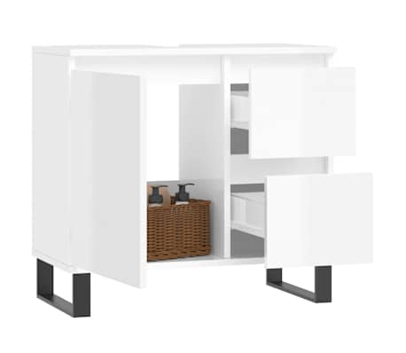 vidaXL Armario de baño madera contrachapada blanco brillo 65x33x60 cm