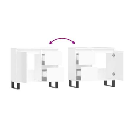 vidaXL Armario de baño madera contrachapada blanco brillo 65x33x60 cm