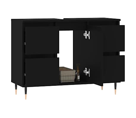 vidaXL Mueble de baño madera de ingeniería negro 80x33x60 cm