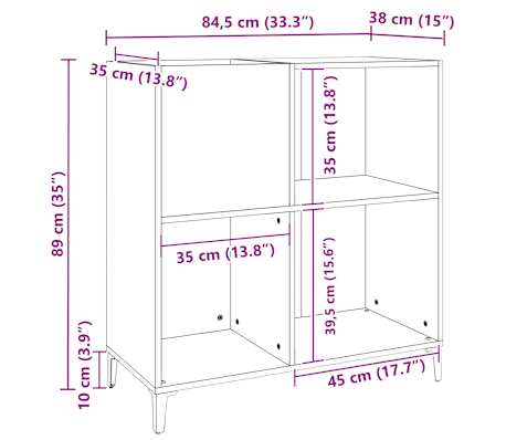 vidaXL Mueble para discos madera contrachapada blanco 84,5x38x89 cm
