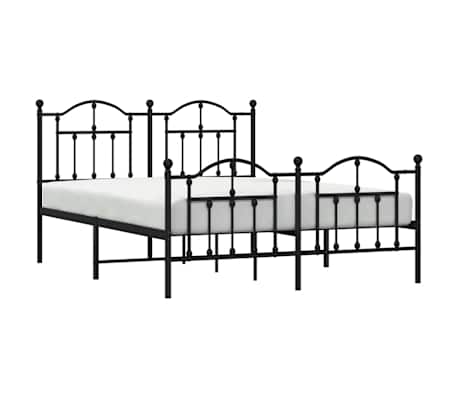 vidaXL Cadre de lit métal sans matelas avec pied de lit noir 140x190cm
