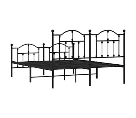 vidaXL Cadre de lit métal sans matelas avec pied de lit noir 140x190cm