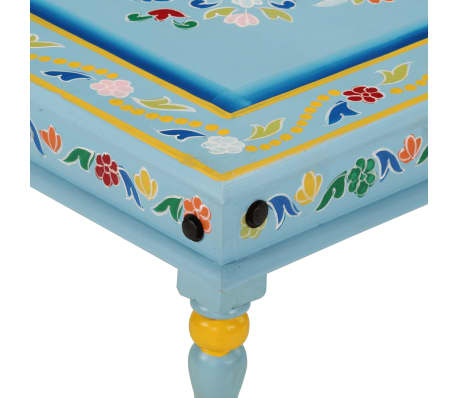 vidaXL Mesa de centro madera maciza de mango turquesa pintada a mano
