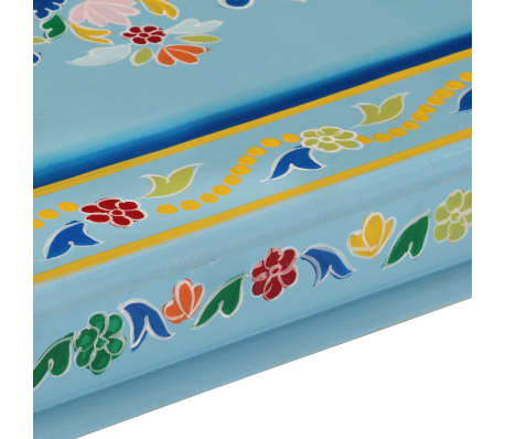 vidaXL Mesa de centro madera maciza de mango turquesa pintada a mano