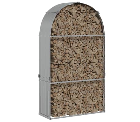 vidaXL Porte-bûches argenté 120x45x210 cm acier galvanisé