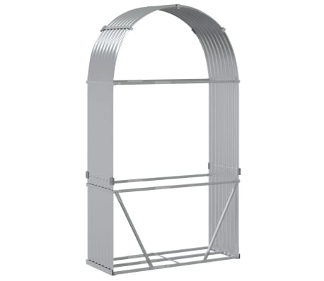 vidaXL Porte-bûches argenté 120x45x210 cm acier galvanisé